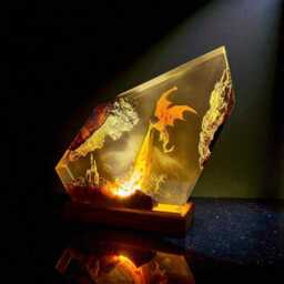Fire Dragon Led Resin Lamp Colour Changing Night Light Desk With Custom Logo Engraving - thumbnail 4