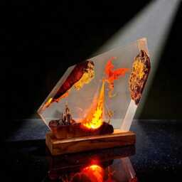 Fire Dragon Led Resin Lamp Colour Changing Night Light Desk With Custom Logo Engraving - thumbnail 3
