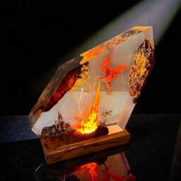 Fire Dragon Led Resin Lamp Colour Changing Night Light Desk With Custom Logo Engraving - thumbnail 2