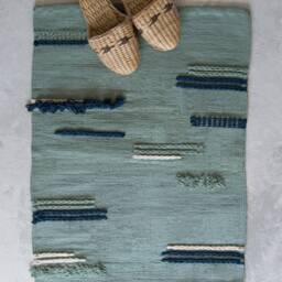 Bathmat Bath Mat Flatwoven Rug - Cotton Runner Set 26x20 Bathroom Decor Trendy Lime Cream Mint Green Kitchen For Floor & Bathtub - thumbnail 3