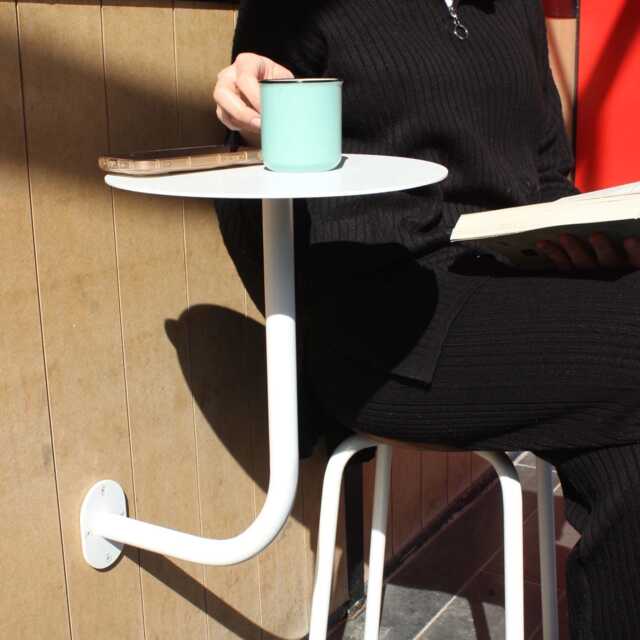 Wall Mounted Cafe Table Powder-Coated Aluminum & Steel - Space Saving Design - image 1