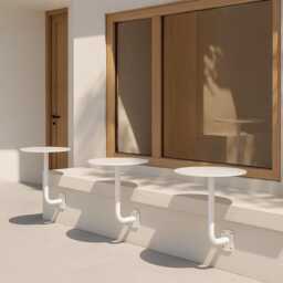Wall Mounted Cafe Table Powder-Coated Aluminum & Steel - Space Saving Design - thumbnail 3