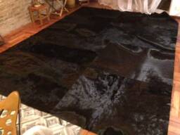 Patchwork Cowhide Rug, Big Irregular Sizes, Dyed Black 8' X 10'
