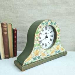 William Morris Strawberry Thief Domed Hat Mantle Clock, Decoupaged Floral Bird Design, Decorative Home Accent - thumbnail 3