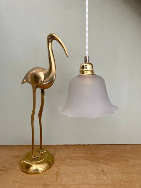 Vintage Frosted Glass Lampshade Pendant Light - image 1