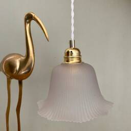 Vintage Frosted Glass Lampshade Pendant Light - thumbnail 3