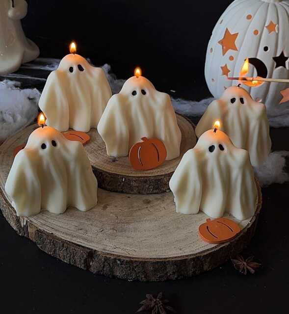 Handmade Ghost Candle Spooky Halloween Decor, Soy Wax - image 1