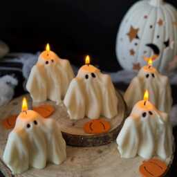 Handmade Ghost Candle Spooky Halloween Decor, Soy Wax - thumbnail 4