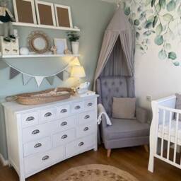 Linen Bunting - Sage & Silver Baby Shower Nursery Decor Wall Hanging Room Fabric Garland Boys Play - thumbnail 2