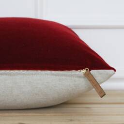 Red Velvet Pillow Cover - Ruby Throw Christmas Decorative For Sofa Soft - thumbnail 2