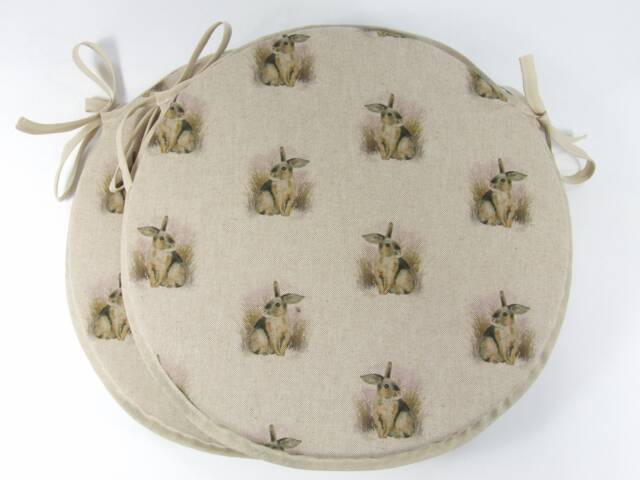 "Set Of 2 Country Rabbit Bistro/Round Seat Pads 12"" 14"" 16" - image 1