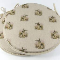 "Set Of 2 Country Rabbit Bistro/Round Seat Pads 12"" 14"" 16" - thumbnail 2