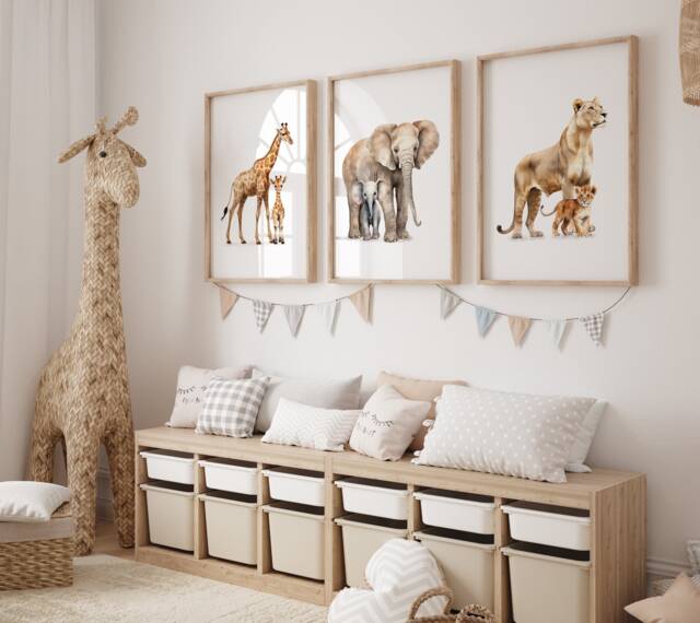 Safari Nursery Animal Prints Set Of 3, 4 Or 6 Watercolor Jungle Art - image 1