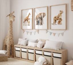 Safari Nursery Animal Prints Set Of 3, 4 Or 6 Watercolor Jungle Art