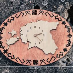 Estonia Map Wooden Clock - Baltic Heritage Wall Decor - thumbnail 3