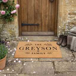 Personalised Family Name Doormat - Bold Typographic Olive Branch - Custom Last Welcome Mat Housewarming Gift - thumbnail 3