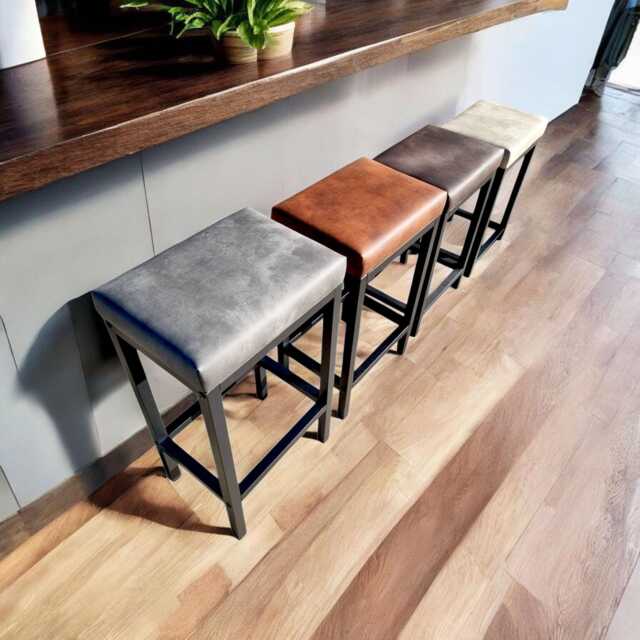 Premium Counter Height Bar Stools - Featuring Black Steel Frame A Faux Leather Seats - Fp - image 1