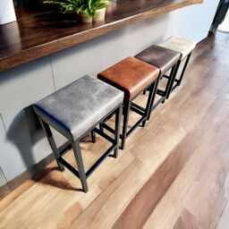 Premium Counter Height Bar Stools - Featuring Black Steel Frame A Faux Leather Seats - Fp