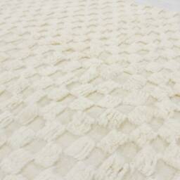 White Checkered Beni Ourain Rug, Checkerboard Handmade Berber Solid Custom Size Moroccan Genuine Lamb Wool - thumbnail 3