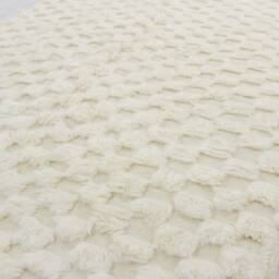 White Checkered Beni Ourain Rug, Checkerboard Handmade Berber Solid Custom Size Moroccan Genuine Lamb Wool - thumbnail 2
