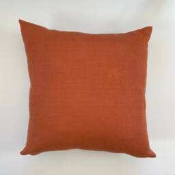 "Orange Pillow Cover Linen 100% Exposed Zipper-Leather Pull 20x20"" 22x22"" 24x24"" 14x24" - thumbnail 2