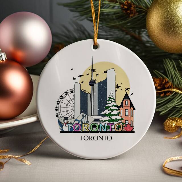 Toronto Canada Personalised Christmas Tree Ceramic Ornament Nyc Custom Decoration Gift Bauble Home Decor Holiday - image 1