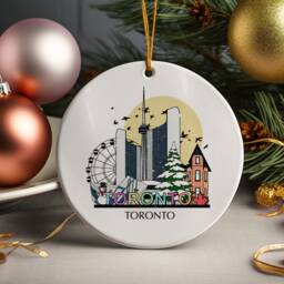Toronto Canada Personalised Christmas Tree Ceramic Ornament Nyc Custom Decoration Gift Bauble Home Decor Holiday - thumbnail 1