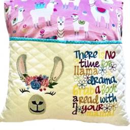 Llama Reading Pillow, Book Pillow For Girl, Decorative Storybook Pocket - thumbnail 1