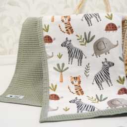 Personalized Baby Blanket With Name - Organic Muslin & Waffle Cotton, Fox Design, Keepsake Gift For New Mom, Woodland Nursery - thumbnail 3