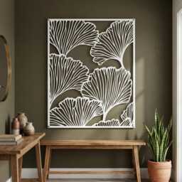 Metal Ginkgo Leaf Wall Art, Modern Botanical Line Decor, Large Bedroom Hanging Sign - thumbnail 4