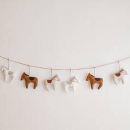 Handmade Linen Horse Garland Rustic Farmhouse Nursery Decor - thumbnail 3