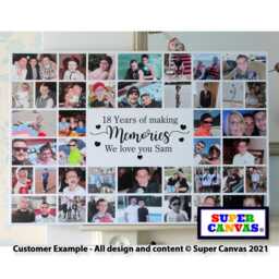 Happy 18Th Birthday Son Daughter Sister Grandson Friend Brother 40 Photo Party Display Board Collage Framed Canvas Print Gift - thumbnail 3