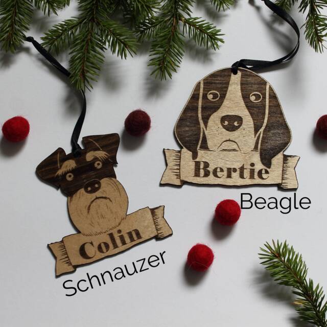 Personalized Dog Christmas Decoration Laser Etched Birch Ply Ornament - image 1
