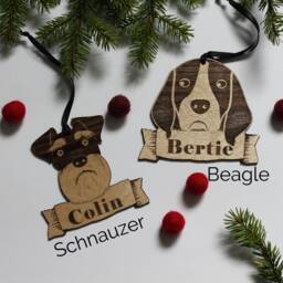 Personalized Dog Christmas Decoration Laser Etched Birch Ply Ornament - thumbnail 1
