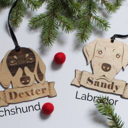 Personalized Dog Christmas Decoration Laser Etched Birch Ply Ornament - thumbnail 2