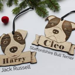 Personalized Dog Christmas Decoration Laser Etched Birch Ply Ornament - thumbnail 3