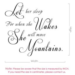 Let Her Sleep For When She Wakes Will Move Mountains Vinyl Wall Decal Quote - 083 - thumbnail 4