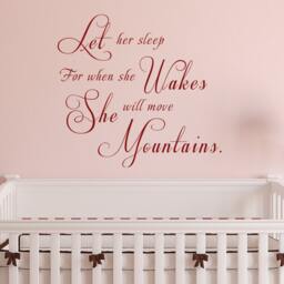 Let Her Sleep For When She Wakes Will Move Mountains Vinyl Wall Decal Quote - 083 - thumbnail 1