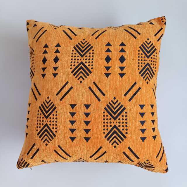 Moroccan Cushion Cover, Handmade Saffron Brocade Velvet Throw Pillow, Boho Tribal Cushion, Decorative Scatter 20''x20''/50x50 cm - image 1