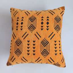 Moroccan Cushion Cover, Handmade Saffron Brocade Velvet Throw Pillow, Boho Tribal Cushion, Decorative Scatter 20''x20''/50x50 cm