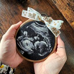 Baby Scan Photo Wall Art Replicated From Your Photo. Totally Personalised Needle Felted Picture, These Make A Great Gift For Baby Showers - thumbnail 2