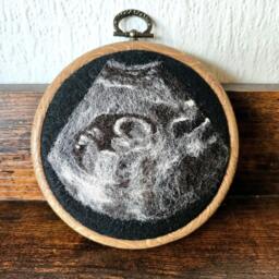 Baby Scan Photo Wall Art Replicated From Your Photo. Totally Personalised Needle Felted Picture, These Make A Great Gift For Baby Showers - thumbnail 3
