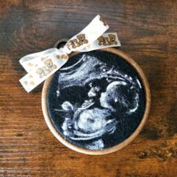 Baby Scan Photo Wall Art Replicated From Your Photo. Totally Personalised Needle Felted Picture, These Make A Great Gift For Baby Showers - thumbnail 1