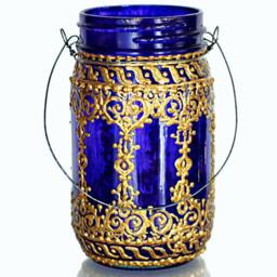 Henna Mason Jar Boho Desk Organizer, Bohemian Tealight Holder - thumbnail 3
