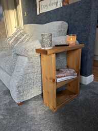 Rustic Wooden Slimline Sofa Side Table With Storage