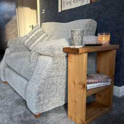 Rustic Wooden Slimline Sofa Side Table With Storage - thumbnail 3