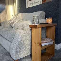 Rustic Wooden Slimline Sofa Side Table With Storage - thumbnail 4