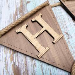 Personalised Bunting With Wooden Letters For Kids Bedroom. Name Bunting. Wooden Name Sign. Lettering. Wall - thumbnail 2