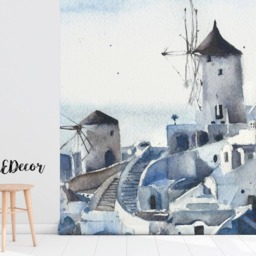 Santorini View Island Of Greece, Landscape Wallpaper, Peel & Stick, Wall Decal, Removable Wallpaper, Reusable, Self Adhesive, #20 - thumbnail 2