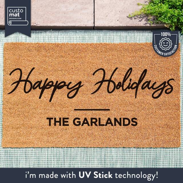 Happy Holidays Custom Doormat - Personalized Christmas New Home Gift Housewarming Gift- Decor Welcome Mat - image 1